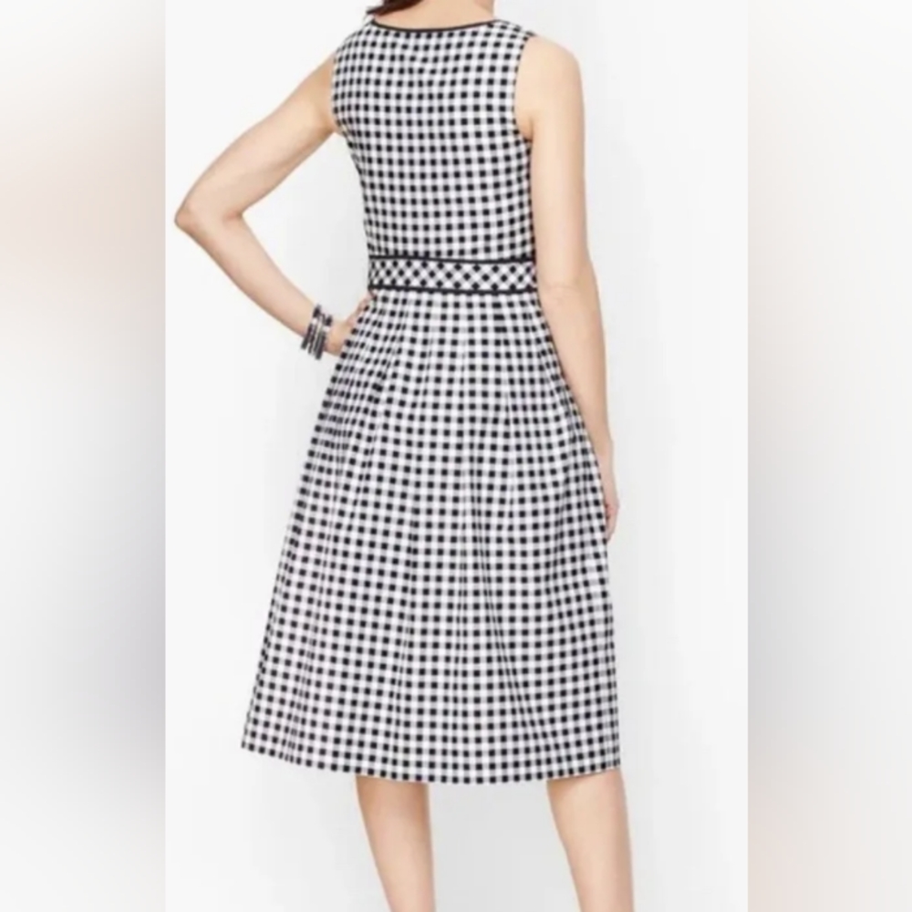❌❌SOLD Talbots Cotton Gingham Pleated Fit & Flare Dress | 14 - Picture 2 of 9